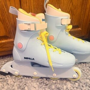 Impala Light Blue Roller Skates with Yellow Accents